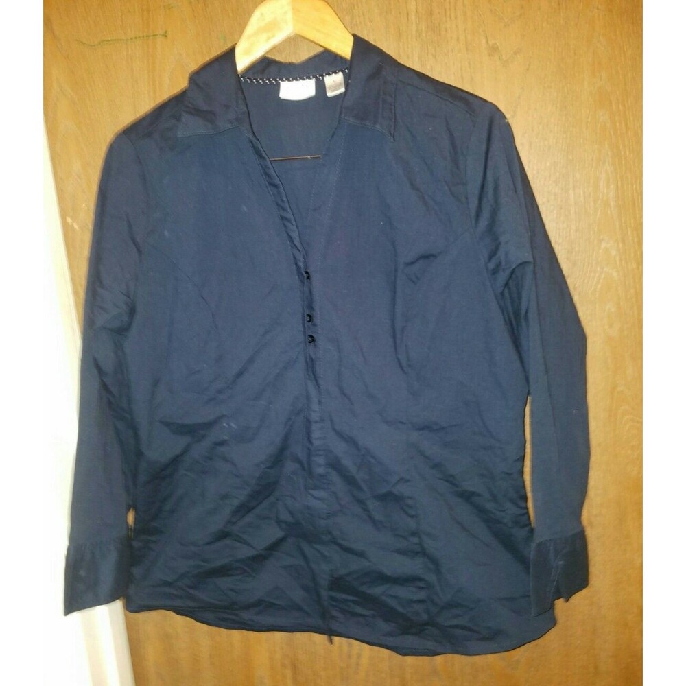 Riders by Lee Womens Navy Blue Button up Shirt Easy Care size Large